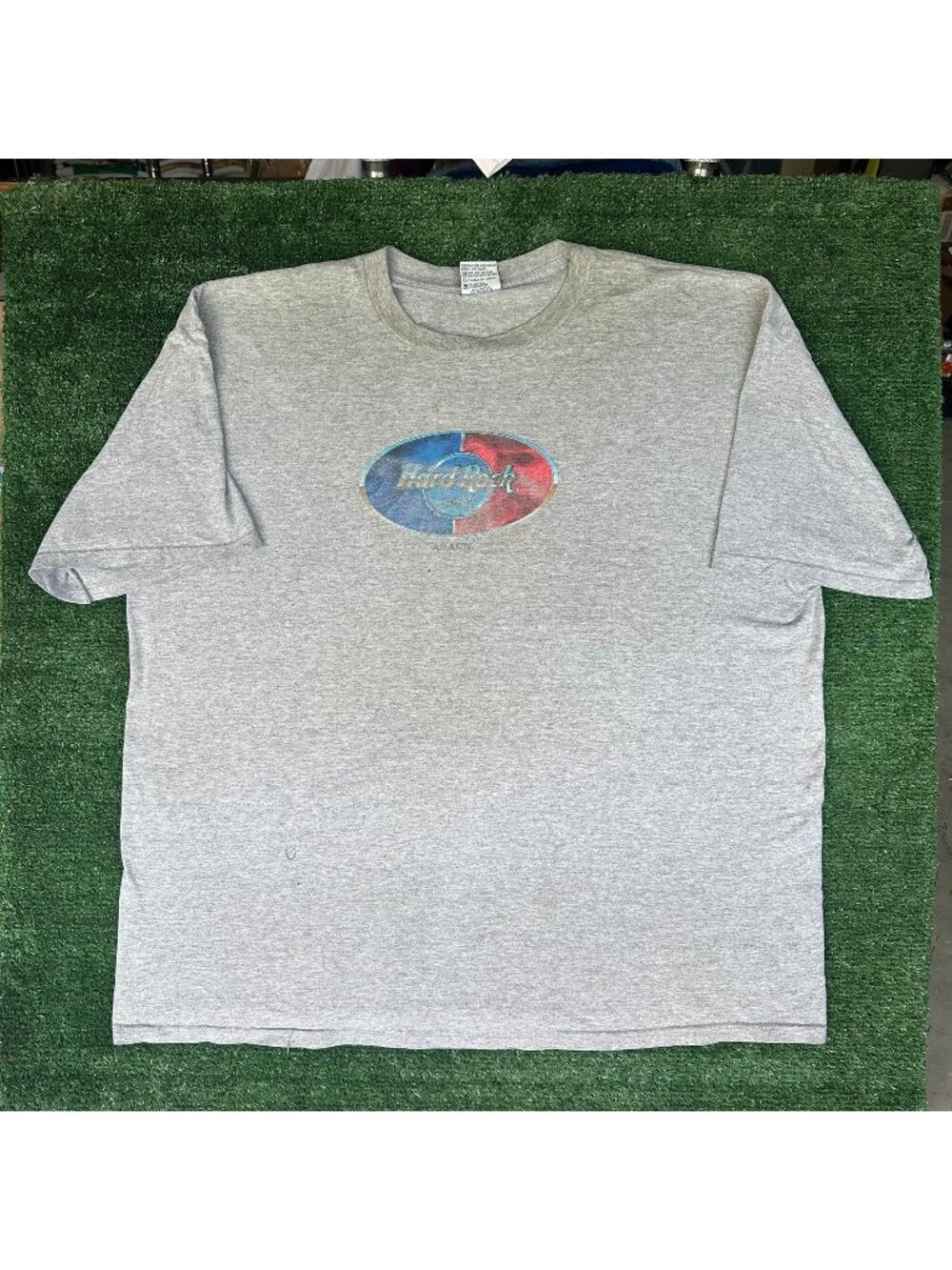 Vintage 90s Hard Rock Cafe Atlanta T-Shirt Distressed Gray XXL One Size Grunge